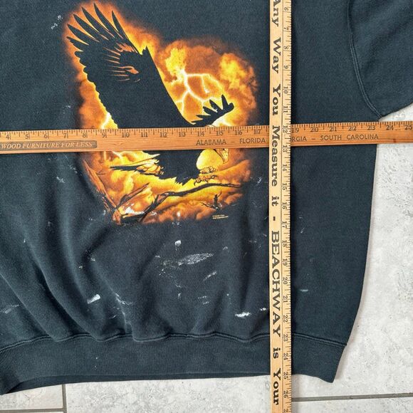 VINTAGE Eagle Anvil Human-I-Tees Painter Crewneck Sweatshirt Size L Distressed - Picture 8 of 8